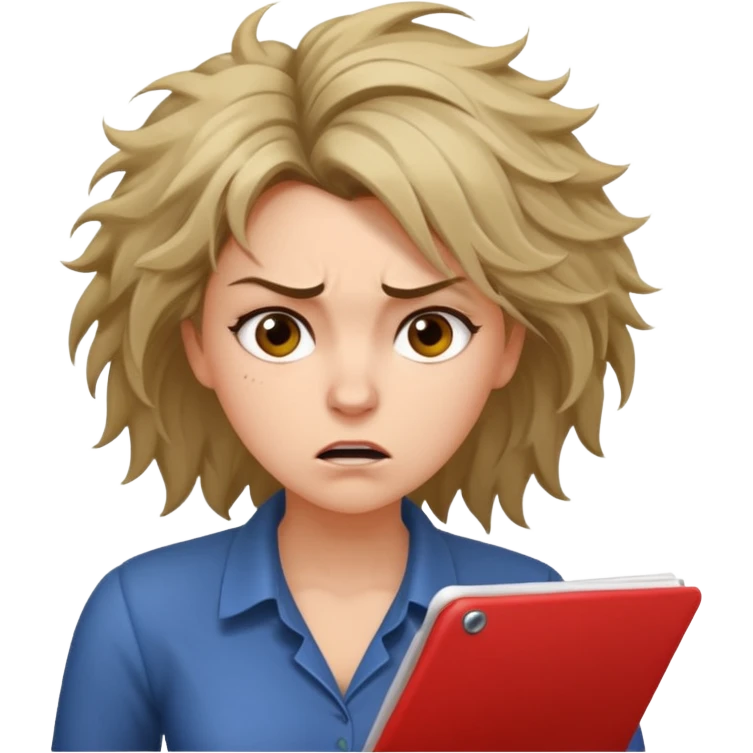 frau schreibt wütend eine bewerbung emoji