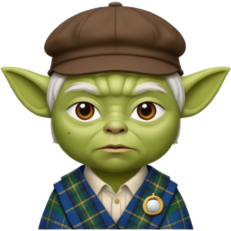 Laird Yoda med kilt och skotsk golfkeps emoji