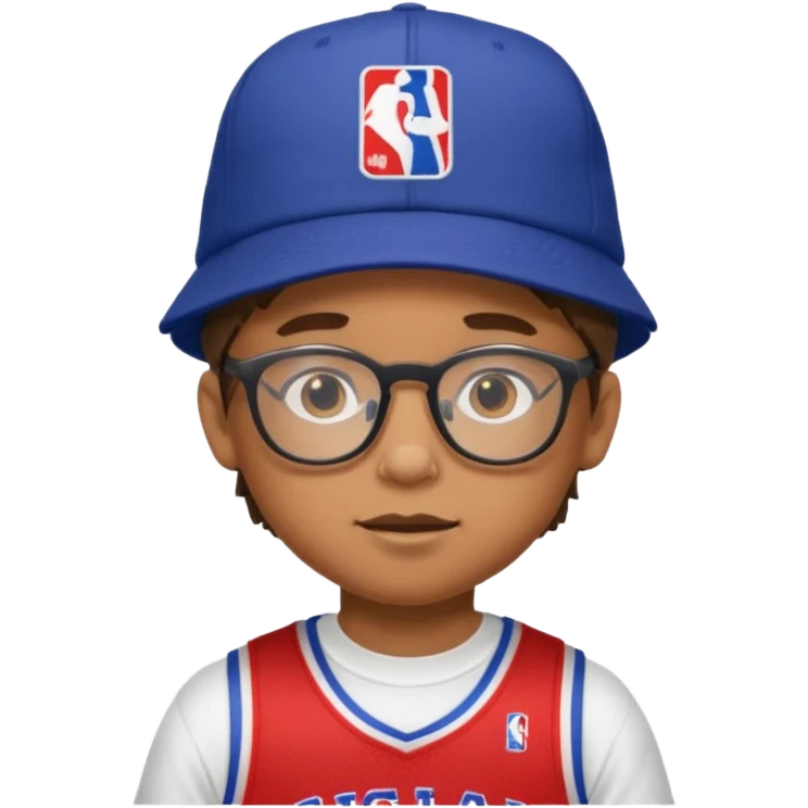 glasses child with hat and nba jersey emoji