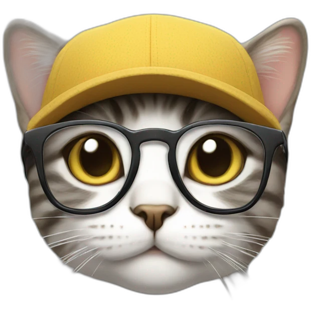 cat wearing glasses and a cap emoji