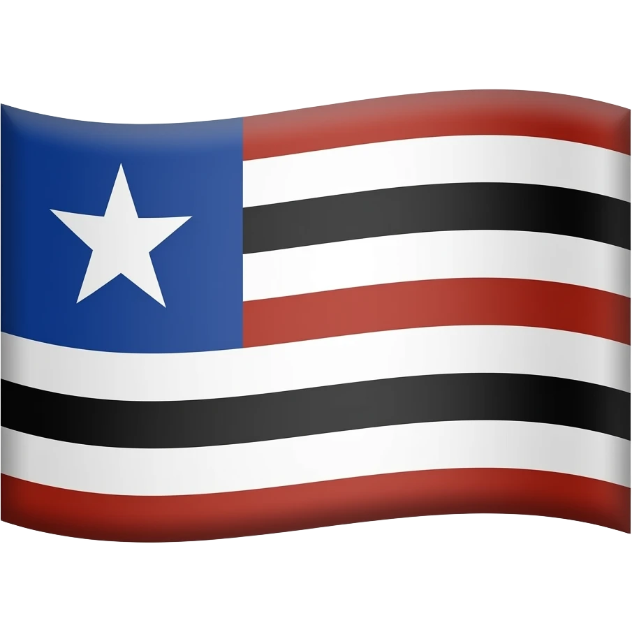 possui nove listras horizontais intercaladas nas cores vermelho, branco e preto, representando a mistura das etnias indígena, branca e negra. No canto superior esquerdo, há um cantão azul com uma estrela branca representando a Beta da constelação de Escorpião. emoji