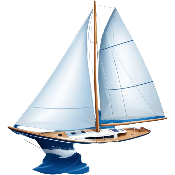 An icon featuring a sleek sailboat with billowing sails cutting through the waves. The design includes the boat's mast, a wind-filled sail, and water splashes, symbolizing the thrill and skill of sailing. Transparent background highlights the elegance and power of wind-driven sports. emoji