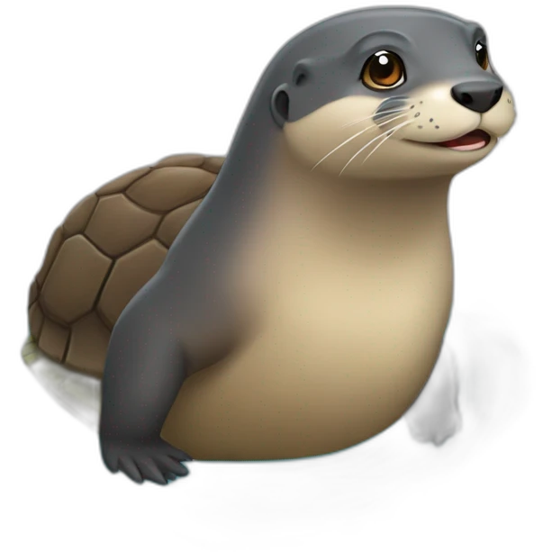 Une loutre sur une tortue emoji