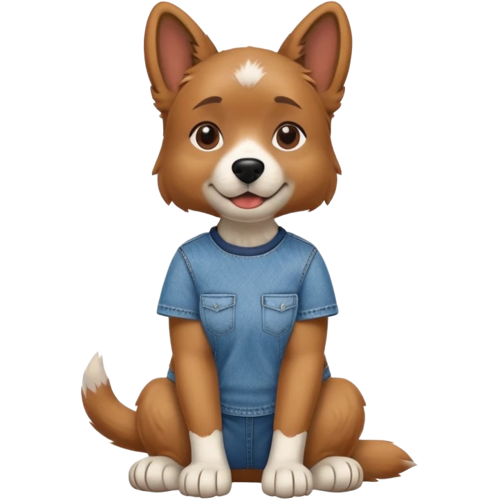 female dog anthropomorphised wearing jeans and a t-shirt sitting pose emoji