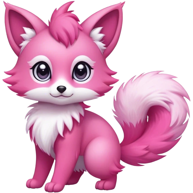 Kawaii bright pink fantasy ethereal anthro fursona Fakemon with tufted tail  emoji