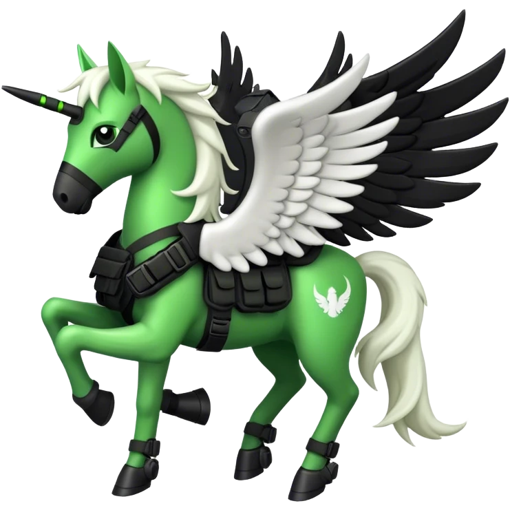 pegasus, green and black, with tactical gear on emoji