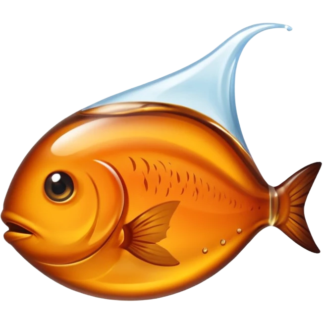 small glossy puddle or drop of amber-brown fish sauce with translucent fluid texture and slightly oily sheen, smooth organic shape, rich umami flavor, soft lighting, subtle shadows, emoji scale emoji