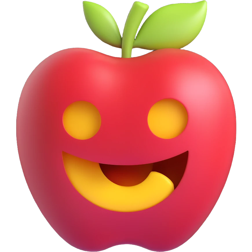 bitten apple, 3D emoji style emoji
