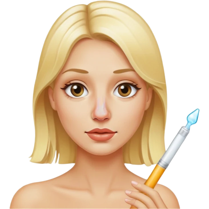 blonde woman glass stick coming out of nose emoji