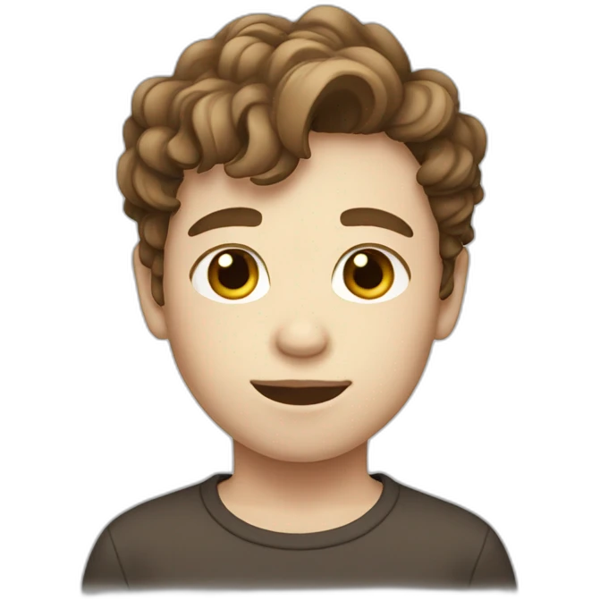 a boy with white skin and short, brown, wavy hair emoji
