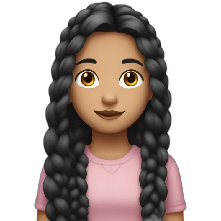 A young girl with black long hair in a braid emoji