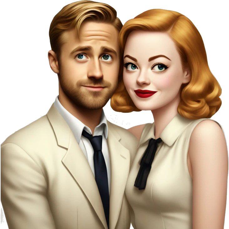 Ryan gosling and Emma stone 1940s party emoji