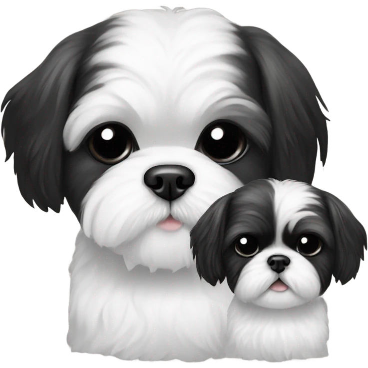 Two black and white shitz Tzu puppies emoji