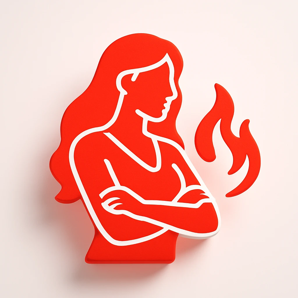 a red-hot woman, fiery and bold, interpretation 4 emoji