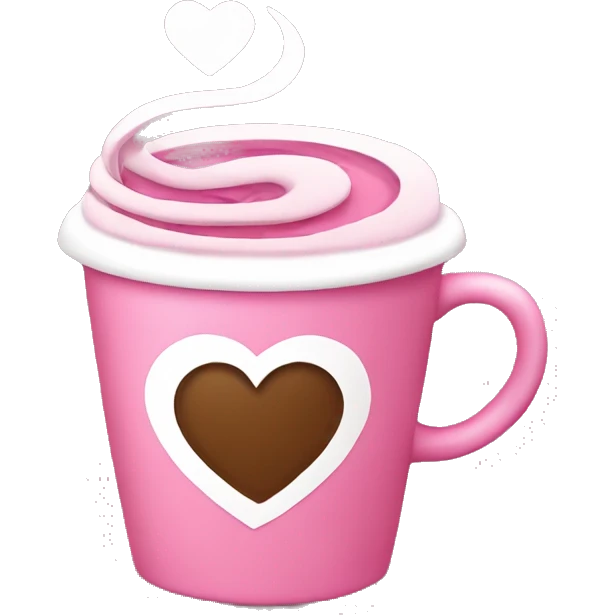 Pink coffee cup with heart swirl emoji