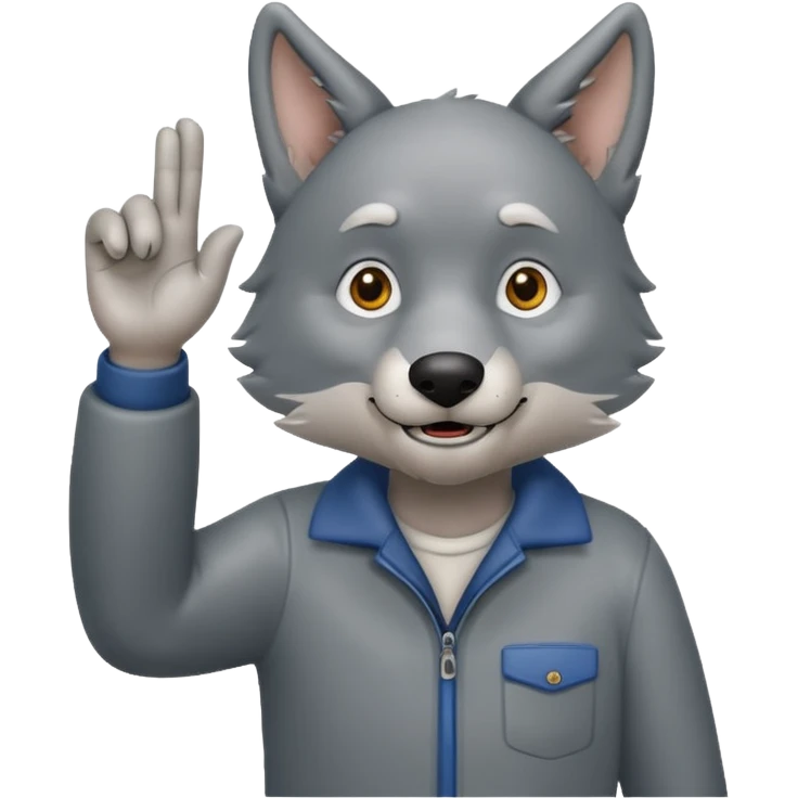 wolfgrandpa waving his hand and his hole body is standing  emoji