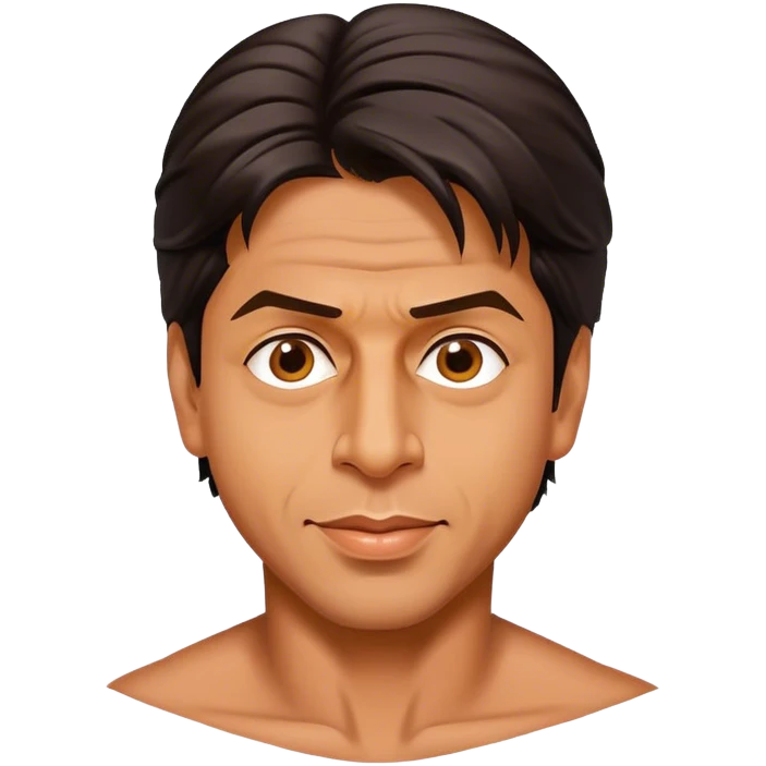 Cinematic Realistic Shah Rukh Khan Pop Culture Emoji, showcasing the charismatic charm of the Bollywood superstar rendered with lifelike detail and captivating lighting. emoji