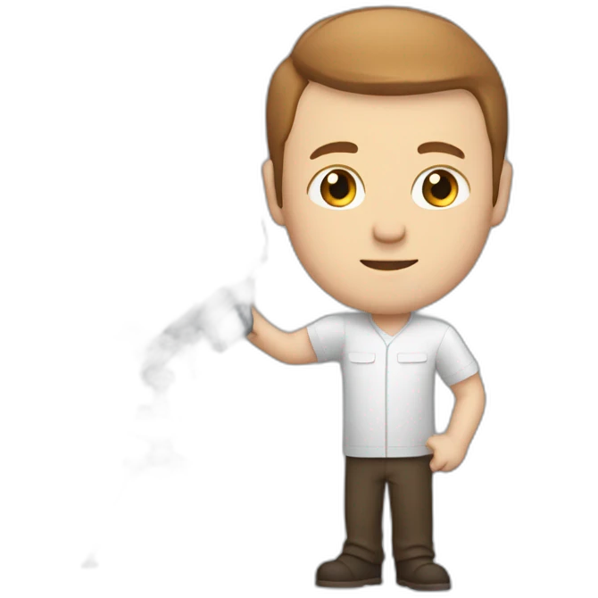 tall lean white man with brown short hair creating a small cube satellite emoji