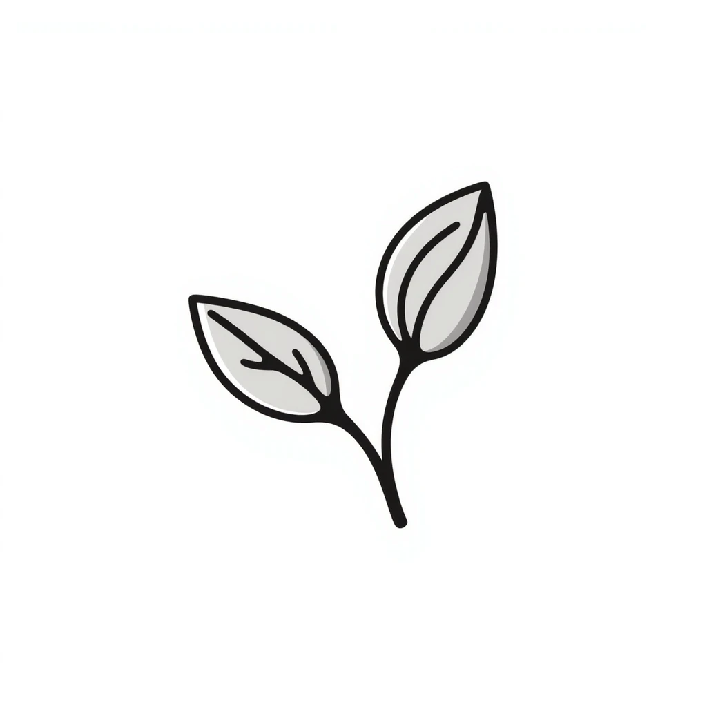 Fresh green tea buds with young leaves on a branch, hand drawn emoji