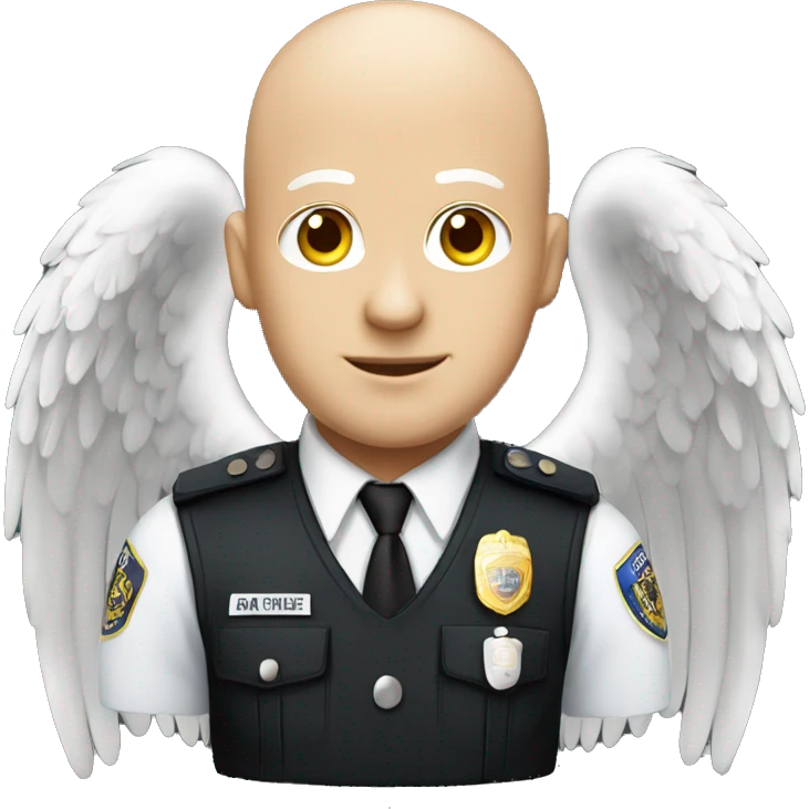 A White Police man bald with Big ANGEL WINGS emoji