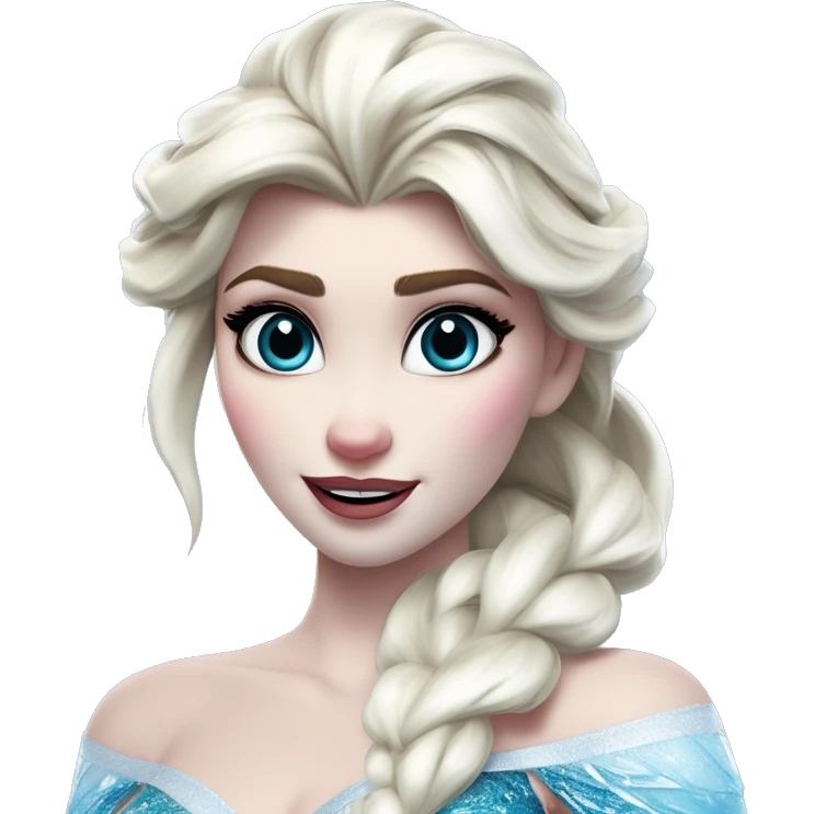 Warcraft award winning frozen ice Elsa in Marvel Avengers style, oil paint, mysterious eyes, intricate lips, masterpiece pose, odd perspective, beautiful, desirable, logical emoji