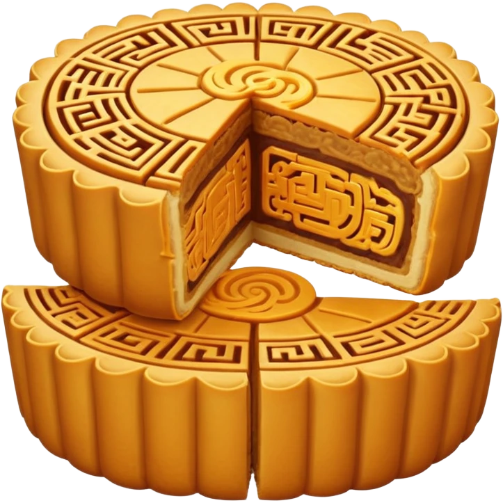 one chinese moon cake cut in half emoji