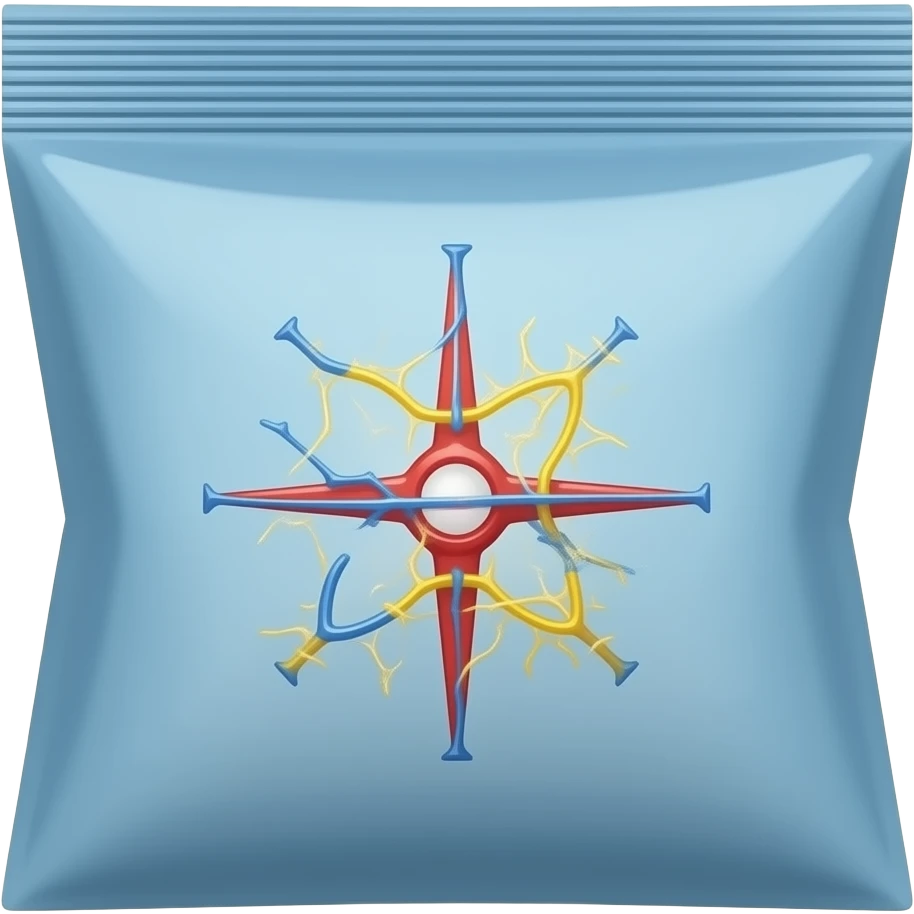 관절이 그려져있는 파란색 지퍼백 emoji