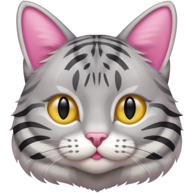 grey tabby cat: pink ears  emoji