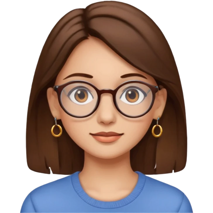 Women brown eye and brown hair with glasses and circle earing emoji