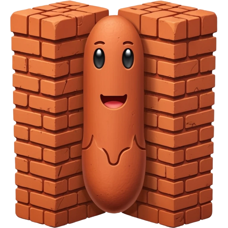Layered brick statue of a penis emoji