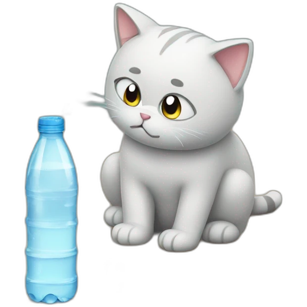 sad cat drink a bottle of water emoji