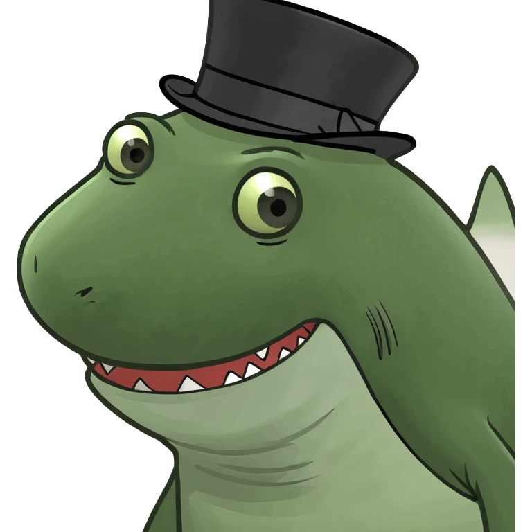 Shark with a top hat emoji