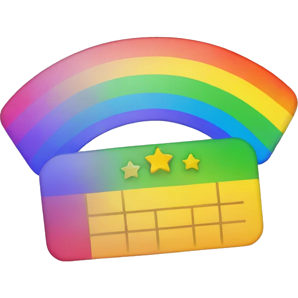 rainbow ticket with star emoji