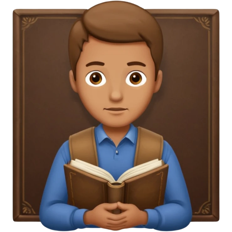 man holding a history book, reading the book emoji