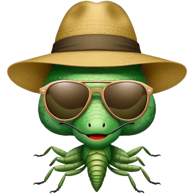 Dobsonfly with hat and sunglasses emoji