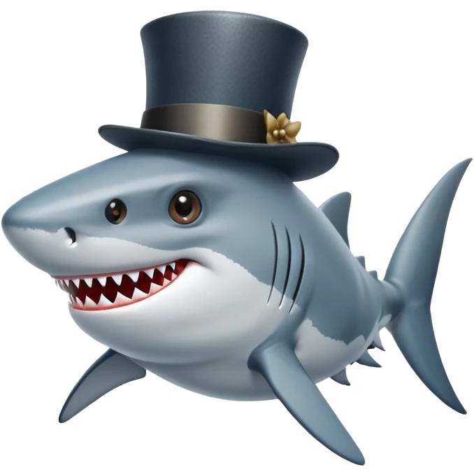 Shark with a top hat emoji
