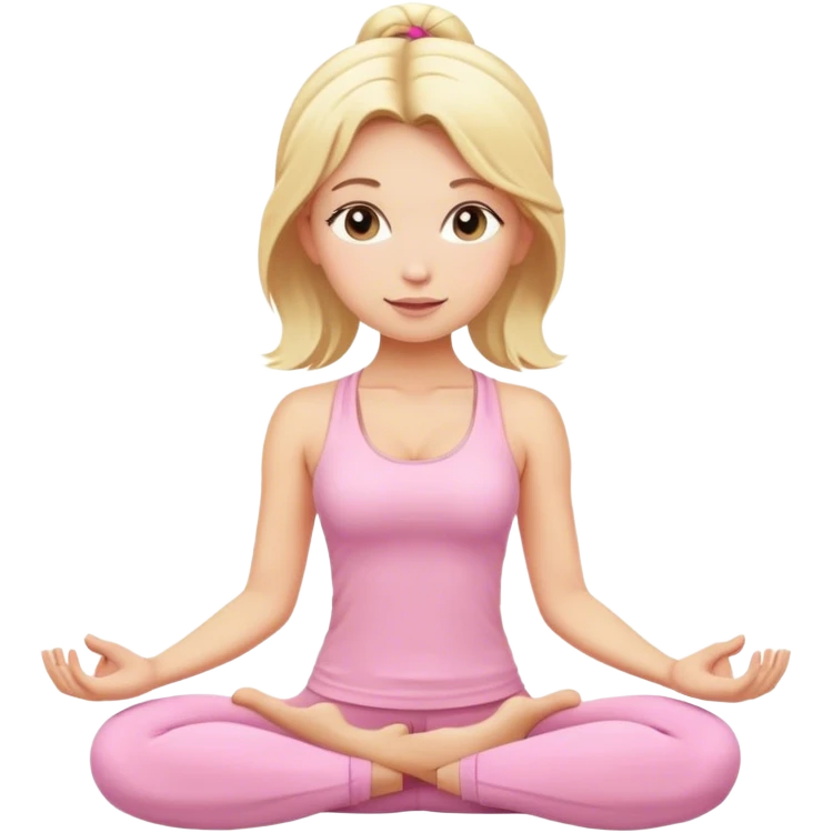 blonde yoga girl light pink clothes n emoji