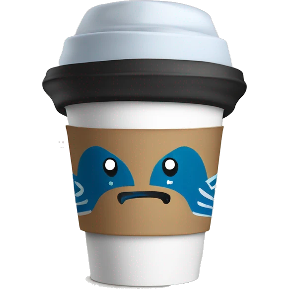 Starbucks coffee cup with a blue hat emoji