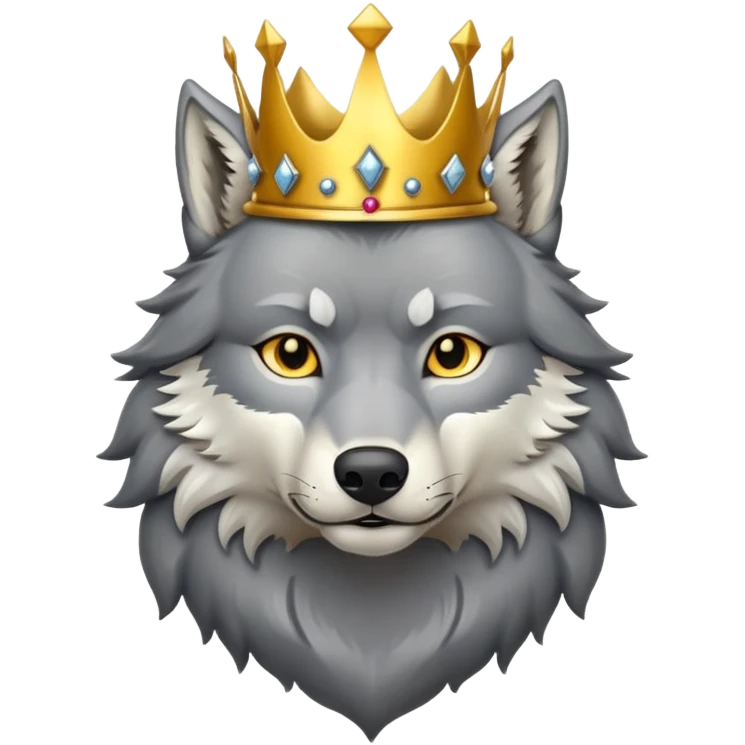 wolf with a golden crown on his head emoji