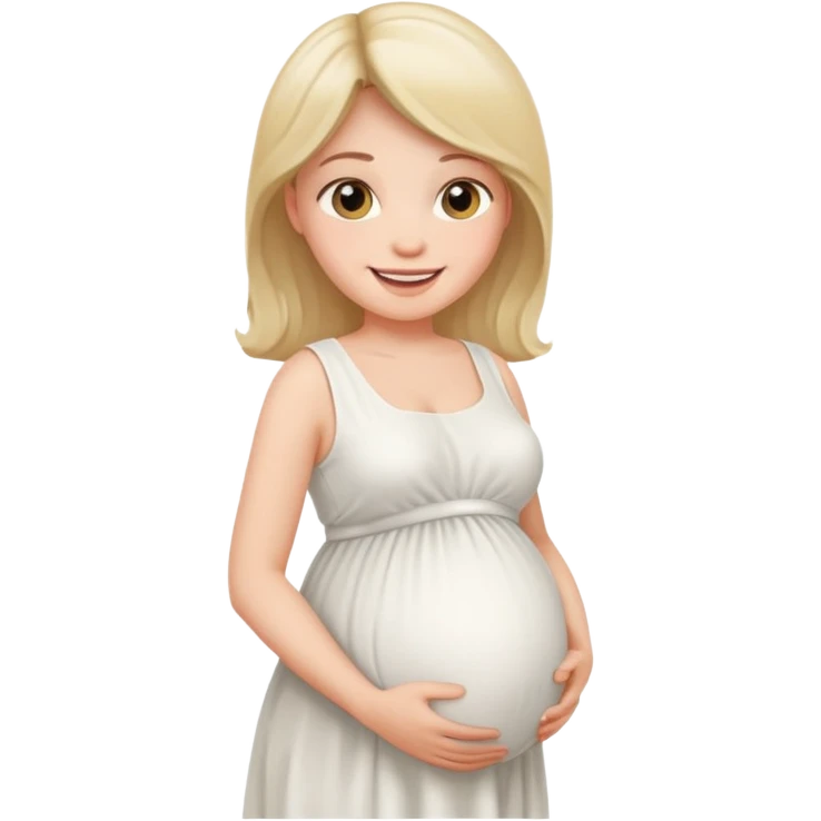 Беременная девушка в белом платье emoji