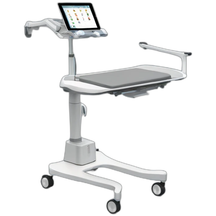 Telehealt cart with articulating arm for ipad emoji