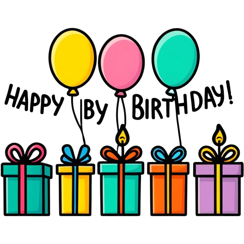 Lettering happy birthday emoji