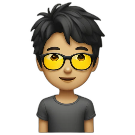 boy with yellow tinted glasses and black hair  emoji
