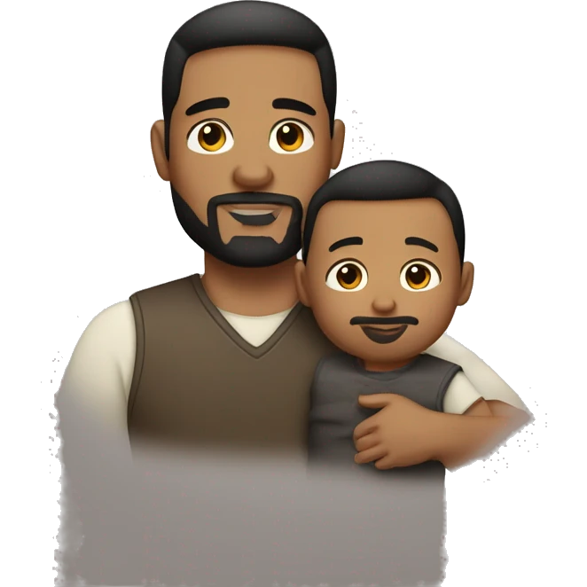 American man with short straight dark hair and a goatee, and his toddler son emoji