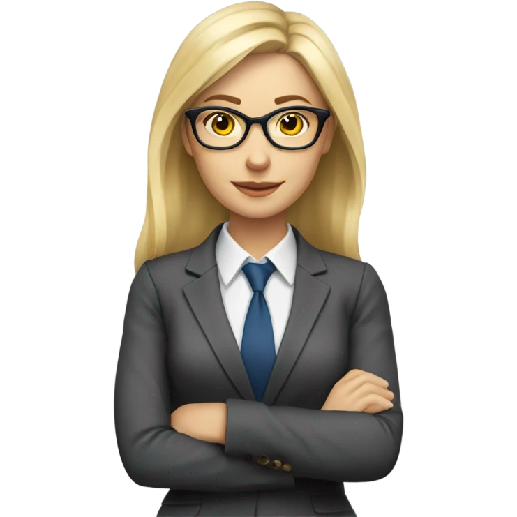 Pretty Caucasian blonde woman with glasses in a suit working  emoji