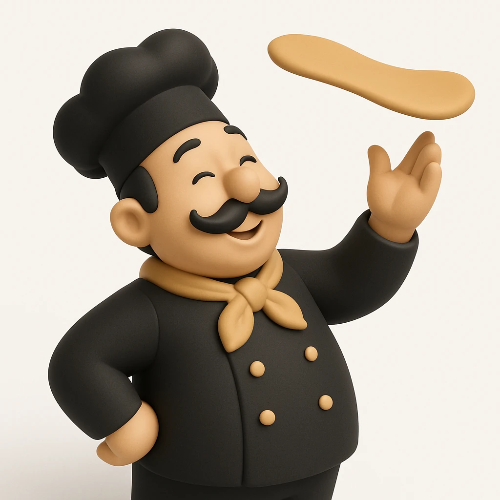 smiling Italian chef spinning pizza dough emoji