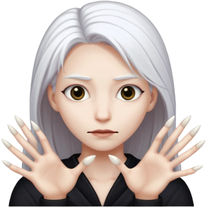 a pale  human with long claws no eyes or mouth emoji