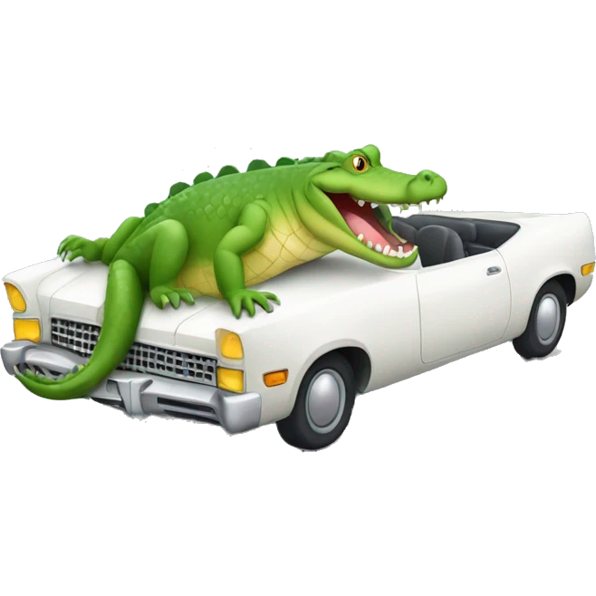 crocodile in a  white car emoji