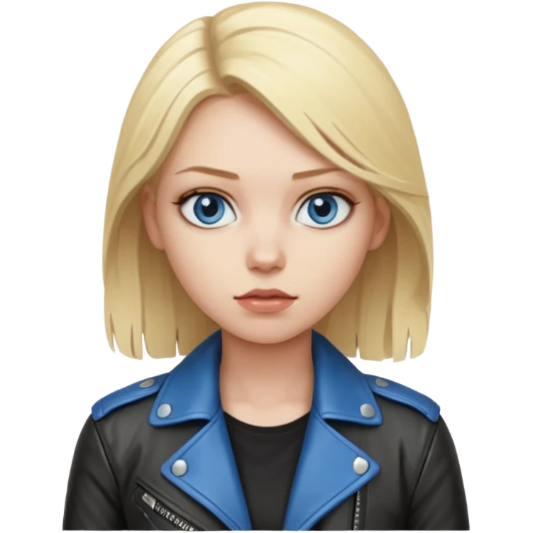 dessiner moi une fille assez rebelle et qui est blonde au yeux bleu emoji
