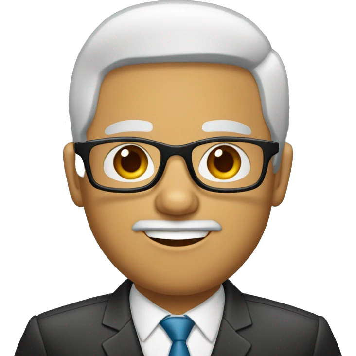 Menino moreno, cabelos partido para o lado liso preto, usando óculos, olhos castanhos   emoji